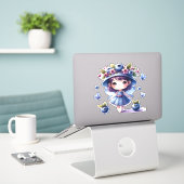 Blueberry Fairy Meisje Custom-Cut Vinyl Sticker (Laptop op bureau)