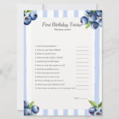 Blueberry First Birthday Trivia-kaart Feestdagenkaart (Voorkant)