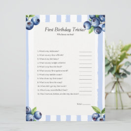 Blueberry First Birthday Trivia-kaart Feestdagenkaart