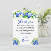 Blueberry Floral Baby Shower Bedankkaart (Staand voorkant)