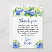 Blueberry Floral Baby Shower Bedankkaart (Voorkant)
