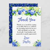 Blueberry Floral Baby Shower Bedankkaart (Voorkant / Achterkant)