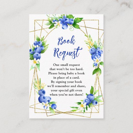 Blueberry Floral Baby Shower Book Request Informatiekaartje (Voorkant)