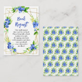 Blueberry Floral Baby Shower Book Request Informatiekaartje (Voorkant / Achterkant)