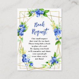 Blueberry Floral Baby Shower Book Request Informatiekaartje