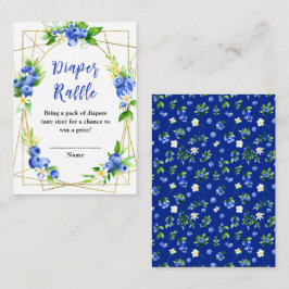 Blueberry Floral Baby Shower Diaper Raffle Informatiekaartje