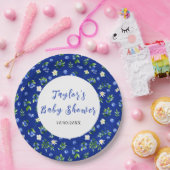 Blueberry Floral Baby Shower Papieren Bordje (Feest)