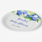 Blueberry Floral Baby Shower Papieren Bordje (Gekanteld)