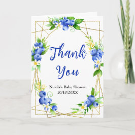 Blueberry Floral Baby Shower Thank You Bedankkaart