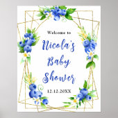 Blueberry Floral Baby Shower Welcome Poster (Voorkant)