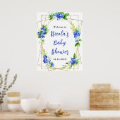 Blueberry Floral Baby Shower Welcome Poster (Keuken)