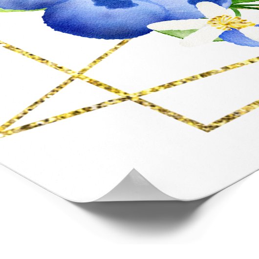 Blueberry Floral Baby Shower Welcome Poster (Hoek)