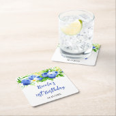 Blueberry Floral Birthday Kartonnen Onderzetters (Insitu)