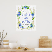 Blueberry Floral Birthday Party Welcome Sign Poster (Keuken)
