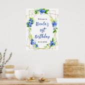 Blueberry Floral Birthday Welcome Poster (Keuken)