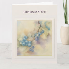 Blueberry Floral Folded Greeting Card - Blank  Kaart