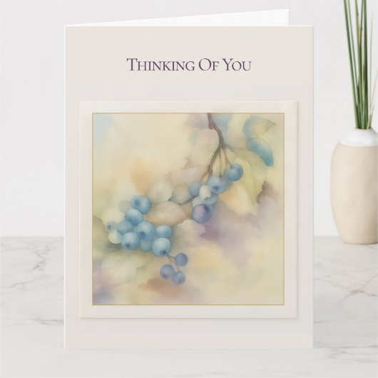 Blueberry Floral Folded Greeting Card - Blank  Kaart (Voorkant)