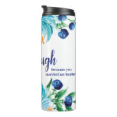 Blueberry Floral Sister-in-Laugh Funny Quote Thermosbeker (Geroteerd rechts)