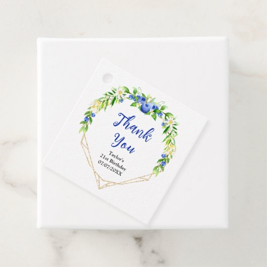 Blueberry Floral verjaardagsfeestje bedankt Bedankjes Labels (In situ)