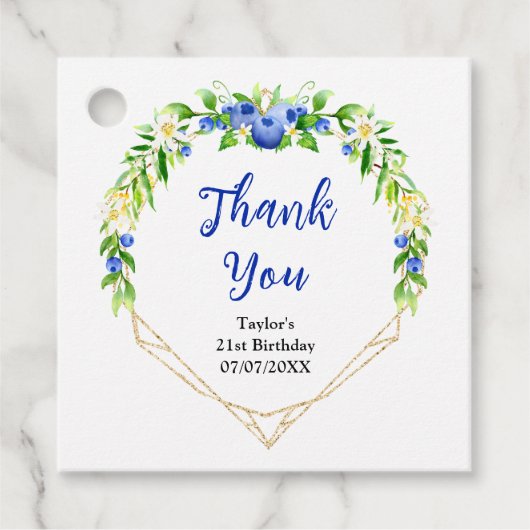 Blueberry Floral verjaardagsfeestje bedankt Bedankjes Labels (Voorkant)