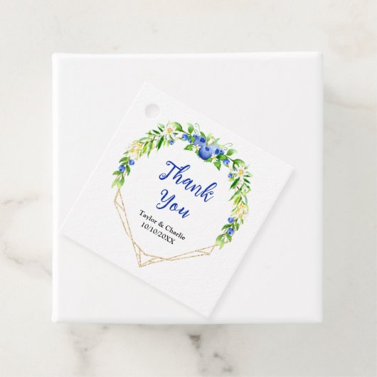 Blueberry Floral Wedding Dank u Bedankjes Labels (In situ)