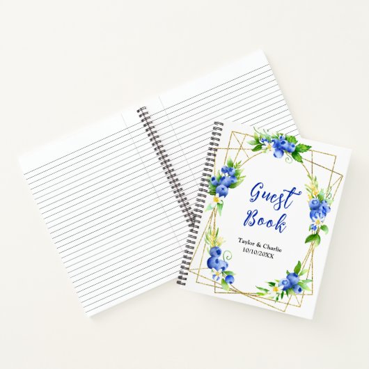 Blueberry Floral Wedding Guest Book Notitieboek (Binnen)