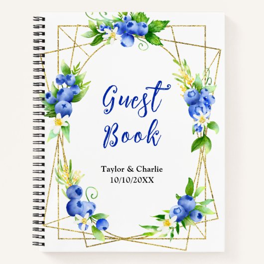 Blueberry Floral Wedding Guest Book Notitieboek (Voorkant)
