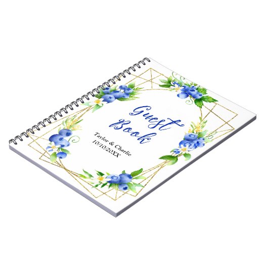 Blueberry Floral Wedding Guest Book Notitieboek (Linkerzijde)