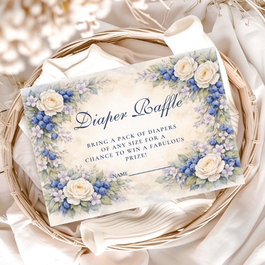 Blueberry Floral Wreath Diapper Raffle Informatiekaartje