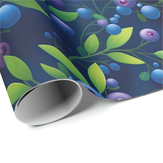 Blueberry Forest Pattern Cadeaupapier (Rol Hoek)