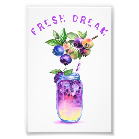 Blueberry fotoprint fruitsap Drink zomer Foto Afdruk (Voorkant)