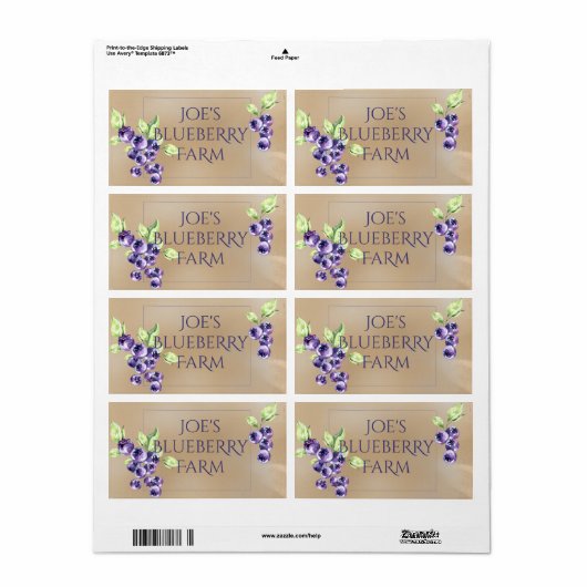 Blueberry Fruit Canning Labels (Full Sheet)