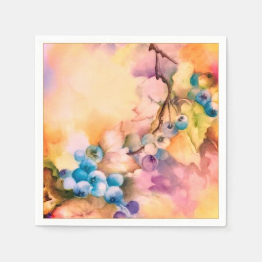 Blueberry Fruit Napkin — Hand-Painted Servet (Voorkant)