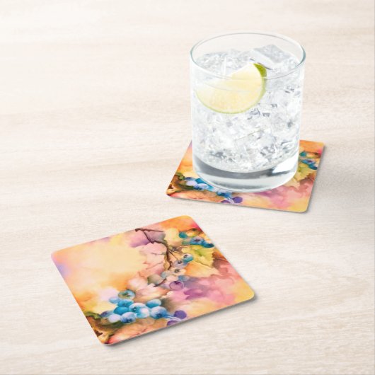 Blueberry Fruit Pattern — Hand-Painted Berries  Kartonnen Onderzetters (Insitu)