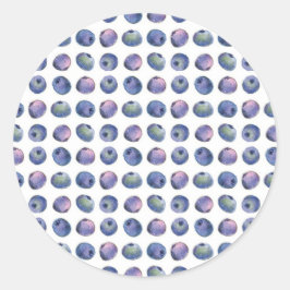 Blueberry Fruit Waterverf Geometrische Illustratie Ronde Sticker