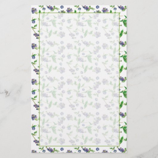 Blueberry Fruit Waterverf Illustratie Briefpapier (Voorkant)