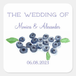 Blueberry Fruits Wedding Party Vierkante Sticker