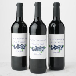 Blueberry Fruits Wedding Party Wijn Etiket