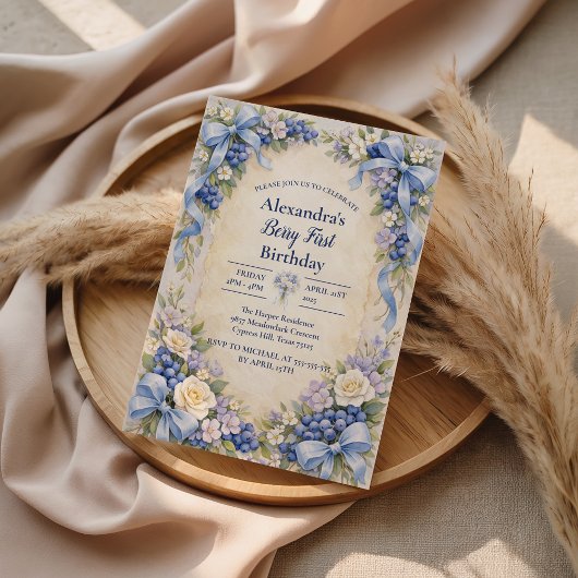 Blueberry Garden Berry First 1st Birthday Kaart