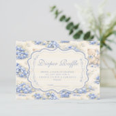 Blueberry Garden Teddy Toile Diapper Raffle Informatiekaartje (Staand voorkant)