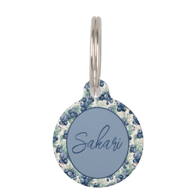 Blueberry gepersonaliseerde kraag Label voor hond  Huisdierpenning (Voorkant)
