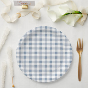 Blueberry Gingham Pattern Baby shower Papieren Bordje