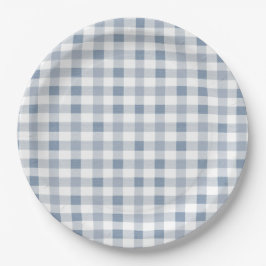 Blueberry Gingham Pattern Baby shower Papieren Bordje