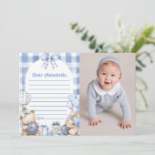 Blueberry Gingham Time Capsule Note Message Kaart (Staand voorkant)