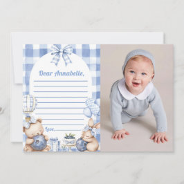 Blueberry Gingham Time Capsule Note Message Kaart