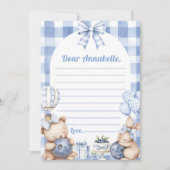 Blueberry Gingham Time Capsule Note Message Kaart (Voorkant)