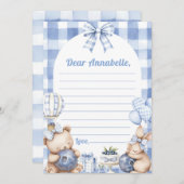 Blueberry Gingham Time Capsule Note Message Kaart (Voorkant / Achterkant)