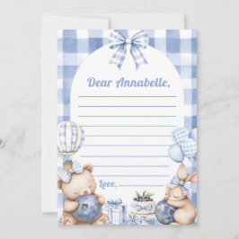 Blueberry Gingham Time Capsule Note Message Kaart