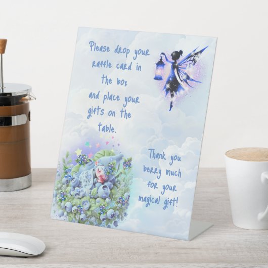 Blueberry Gnome Baby Bash tafel Reclamebord Met Voetstuk (Insitu)
