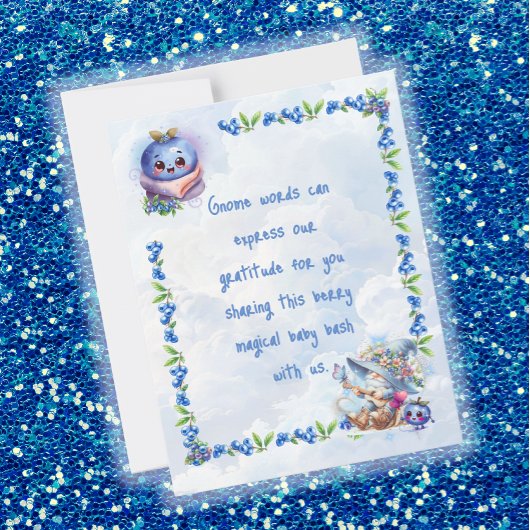 Blueberry Gnome Baby shower Bedankt